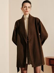 Arave Women's French Vintage Long Sleeve Versatile Wool Blend Coat - Brown - View 3