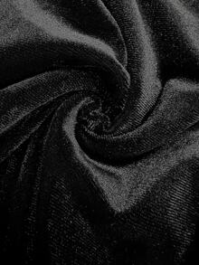 Balvessa Black Sheer Mesh Patchwork Ruched Waist Slit Elegant Party Mid-Length Dress For Women Autumn Winter - Black - View 7