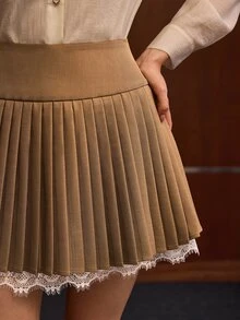 MOTF PREMIUM WOMEN'S PLEATED CASUAL VERSATILE DAILY WEAR SKIRT - Coffee Brown - View 2