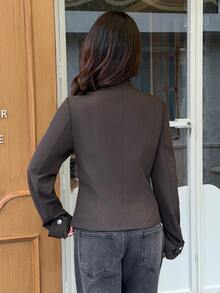 Siren Gaze Women's Zipper Casual Versatile Daily Travel Long Sleeve Jacket - Brown - View 2