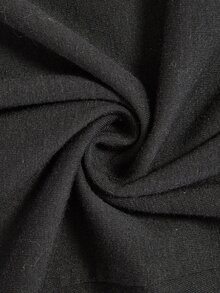 Medorina Women's Solid Color Round Neck 3/4 Sleeve Elegant Mid-Length Dress - Black - View 6
