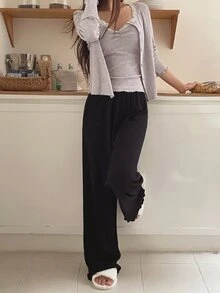 DAZY Set Loungewear Atasan Cami dengan Trim Renda & Jubah - Dusty Purple - View 6
