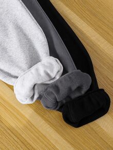 SHEIN 青少年男孩 3件組休閒百搭黑色、灰色、多色運動長褲，適合通勤、上學、日常休閒穿著與運動 - 彩色 - 查看 7