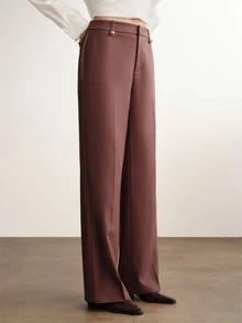 Briarwyn Women's Solid Color Casual Suit Pants, Suitable For Commuting And Daily Wear - Coffee Brown - View 4