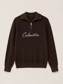 Calmiston 男士字母圖案休閒日常穿著長袖針織衫 - 彩色 - 查看 8