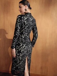 MOTF PREMIUM AUTUMN/WINTER WOMEN'S BLACK ELEGANT DRESS - Black - View 4