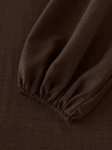 LUMIGAL 女款純色露肩休閒派對長洋裝 - 咖啡 - 查看 3
