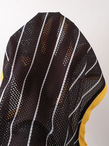 LOONEY TUNES X SHEIN Women's Cartoon Print Striped Colorblock Dress - Black - View 9