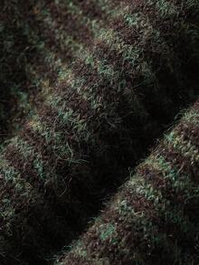 Dazy-Less Women's Long Sleeve Striped Drop Shoulder Sweater, Autumn/Winter - Dark Green - View 6