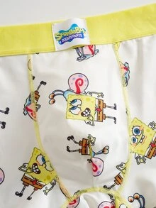 SpongeBob SquarePants | SHEIN سروال داخلي رجالي مطبوع بنمط كرتوني مضحك - ازرق وابيض - مشاهدة 6