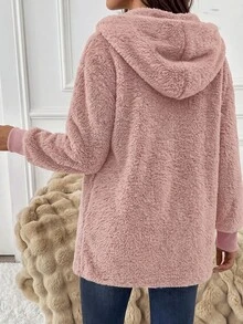 SHEIN Clasi 女款連帽長袖標準版休閒夾克 - 藕粉色 - 查看 2