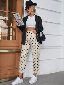 Slaydiva Women's Plus Size Polka Dot Skinny Jeans - White - View 10