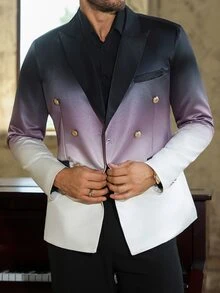 Manfinity Mode Men's Winter Jacket, Stylish Casual Gradient Suit Jacket, Suitable For Banquets, Weddings, And Hosting Formal Events - Multicolor - View 1