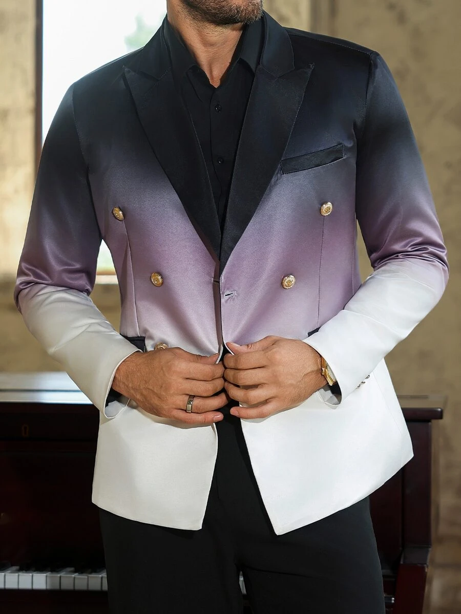 Manfinity Mode Men's Winter Jacket, Stylish Casual Gradient Suit Jacket, Suitable For Banquets, Weddings, And Hosting Formal Events - Multicolor - View 1