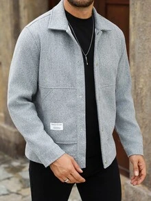Manfinity Homme Men's Minimalist Casual Commute Short Coat - Grey - View 7