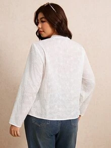 Elaquor Plus Size Blouses - White - View 2