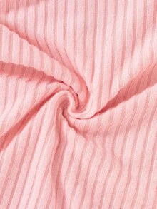 Young Girl Pink Rib-Knit Beaded Pearl Dress Autumn Winter Mock Neck Long Sleeve Sweater Dresses - Pink - View 6