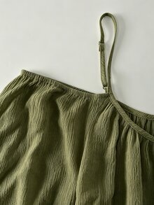 Hotletica Women's White Off-Shoulder Camisole Top - Army Green - View 3