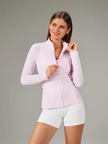 OutZeal Gym Top Women Sports Jacket Yoga Casual Soft Slim Fit Zip Up Active Tops - Pink - View 5