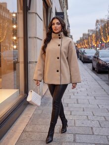 Dripcurv Plus Size Women Single Breasted Casual Versatile Daily Wear Long Sleeve Jacket Fall - Khaki - View 5