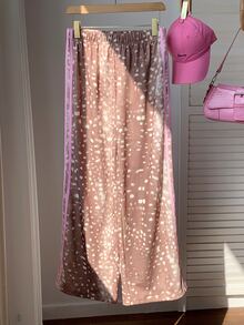 Comfortcana Women's Animal Print Side Stripe Wide Leg Loose Sweatpants - Brown - View 7