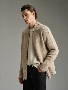 Calmiston Men Cardigans - Apricot - View 5