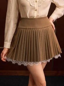 MOTF PREMIUM WOMEN'S PLEATED CASUAL VERSATILE DAILY WEAR SKIRT - Coffee Brown - View 4