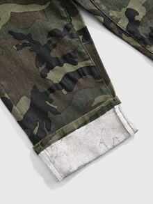 ROMWE Summer Y2K Hot Girl All-Match Versatile Retro Ultra Low Waist Denim Skinny Mid-Length Shorts - Army Green - View 4