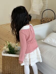 DAZY Infant (Girl) Colorblock Peter Pan Collar Long Sleeve Top - Mustard Yellow - View 2