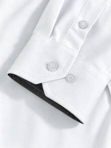 Manfinity Mode Men's Long-Sleeve Casual Shirt: Premium Embossed Design With Contrasting Accents. - White - View 5