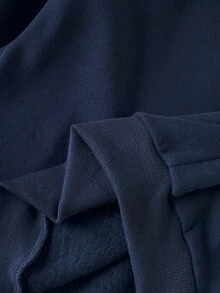 SHEIN 女童 2 件組海軍藍高領運動衫套裝，棉混紡面料，觸感柔軟，半拉鍊上衣，穿脫方便，適合學校、外出、購物、旅行等多種場合 - 藏蓝色 - 查看 8