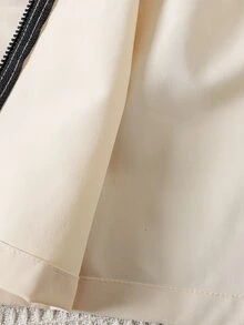 女童少女休閒日常夾克 加厚款 秋冬新款杏色連帽百搭外套 適合正式場合 - 白色 - 查看 4
