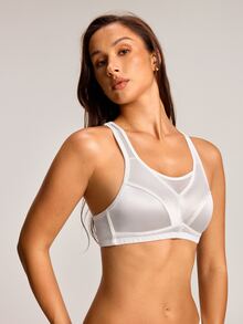 Barelissa Women's Wireless Satin & Mesh Fabric Patchwork Bra, 1pc - White - View 6