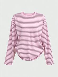 Teen Girl Striped Casual Daily Long Sleeve T-Shirt - Multicolor - View 3