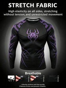 Gym Rark Men's Sports T-Shirt Spider Pattern Print Urban Renaissance Street Style Pullover Casual Fashion Creative Personalized Streetwear - Black - View 1
