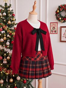 Comfortcana Women's Plus Size Round Neck Long Sleeve Cardigan - Burgundy - View 8
