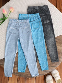 3PCS Young Girls Leggings - Blue - View 2