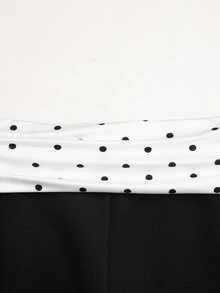 SHEIN 青少年女孩時尚休閒街頭風日常拼接撞色直筒長褲 - 黑色 - 查看 4