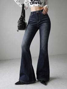 FRIFUL Women's Casual Daily Travel Denim Jeans With Pockets And Buttons - Blue - View 9