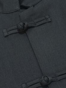 Manfinity Mode Men's Luxurious Frog Button Design Stand Collar Blazer, The Stand Collar Design Provides More Styling And Layering, Suitable For Daily Commute, Business, Party And Banquet Wear. This Blazer Is An Indispensable Versatile Item In Men's Wardrobe, Making It A Perfect Gift For Boyfriend Or Husband - Dark Grey - View 5