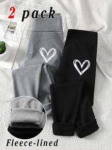SHEIN 2PCS Tween Girls Leggings - Multicolor - View 3