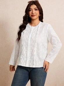 Elaquor Plus Size Blouses - White - View 4