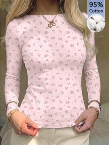 CovetEZ 95%棉 全印花 女款方領長袖T恤 - 彩色 - 查看 9