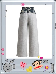 Paul Frank X ROMWE Women's Letter Print Casual Daily Sweatpants - Grey - View 2