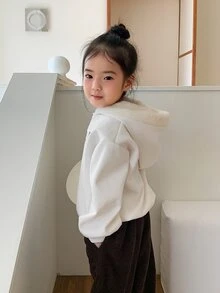 DAZY Infant (Girl) Hooded Long Sleeve Sweatshirt, Autumn/Winter - Beige - View 8