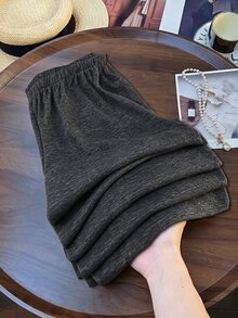Rusticease Women's Casual Elastic Waist Straight Leg Pants - Brown - View 1