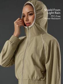 OutZeal Women Outdoor Jacket Hiking Camping Lightweight Vent Back Zip Up Hooded Jacket - Green - View 4