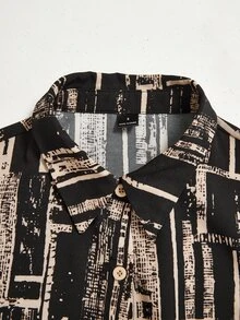 Medorina 女款街頭風條紋印花拼接配色長袖洋裝 - 彩色 - 查看 5