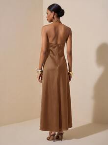 Zivah 女款素色休閒日常夏季掛脖洋裝 - 金色 - 查看 2
