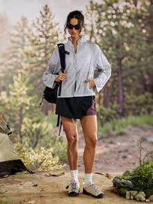 Exploreva Women's Simple Versatile Pocket Zipper Long Sleeve Sun Protection Jacket - Mauve Purple - View 7
